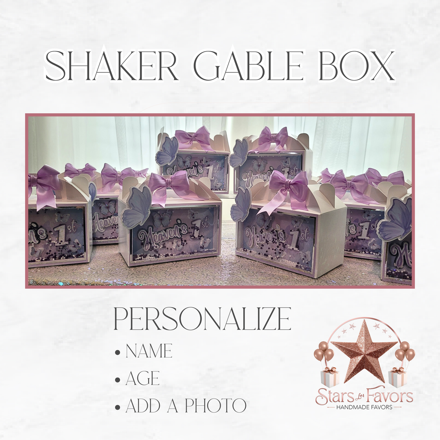 Butterfly Sparkle 3D Shaker Gable Box in Lavender & Silver