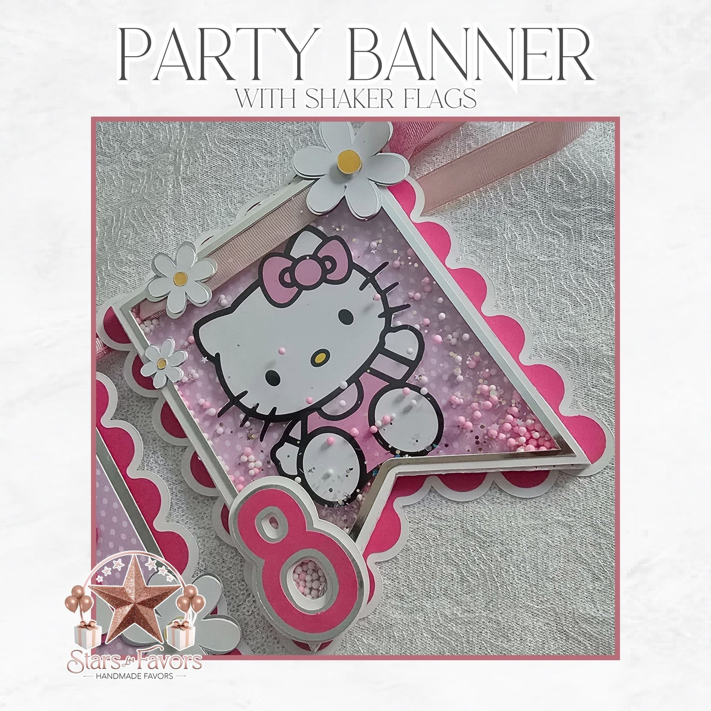 Custom Hello Kitty Birthday Banner with Shaker Ends