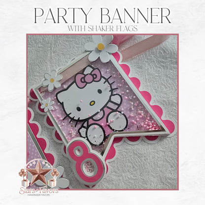 Custom Hello Kitty Birthday Banner with Shaker Ends