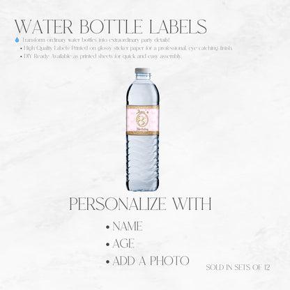 Pink Bows Water Bottle Labels