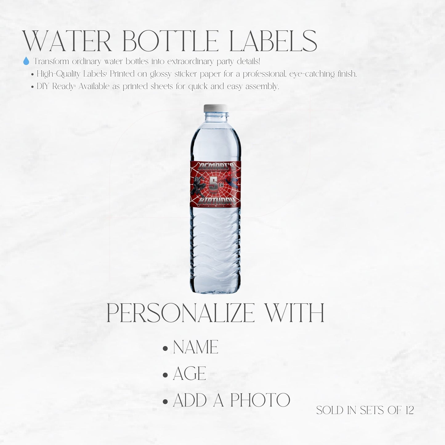 Spiderman Vs Venom Water Bottle Label