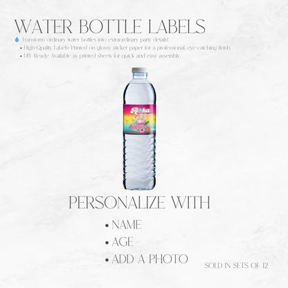 Aloha Let's Flamingo Custom Water Bottle Labels