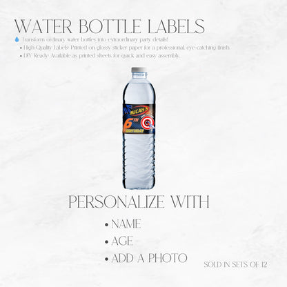 Nerf Ready Aim Fire Water Bottle Labels