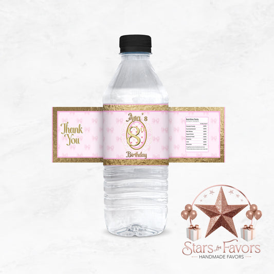 Pink Bows Water Bottle Labels