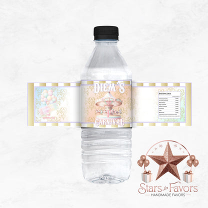 Pastel Carnival Water Bottle Labels
