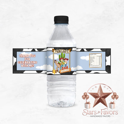 Toy Cowboy Roundup Water Bottle Labels