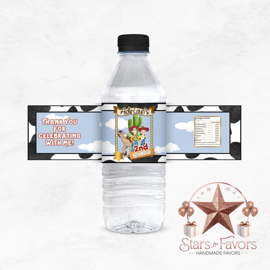 Toy Cowboy Roundup Water Bottle Labels