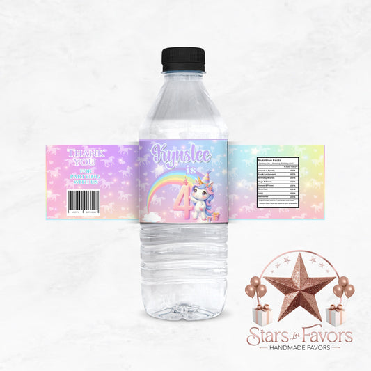 Rainbow Sparkle Unicorn Water Bottle Labels 🌈🦄
