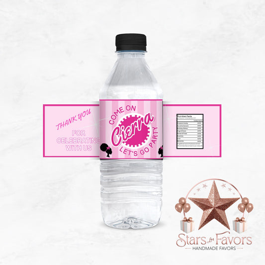 Afro Barbie Doll Water Bottle Labels