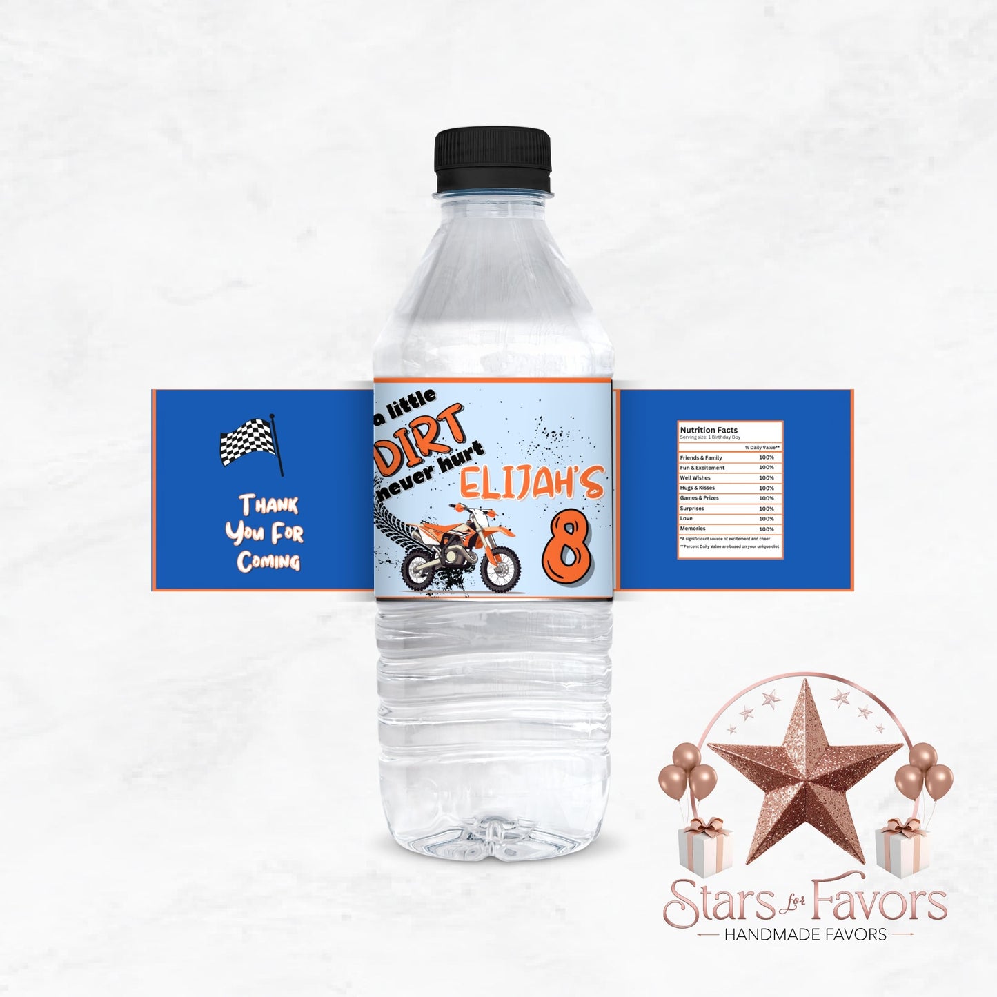 A Little Dirt Never Hurt Dirt Bike Water Bottle Labels Only