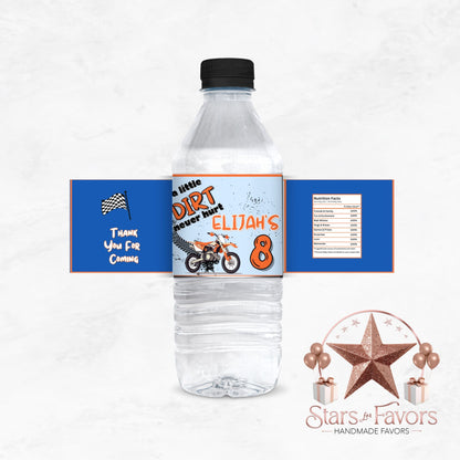 A Little Dirt Never Hurt Dirt Bike Water Bottle Labels Only