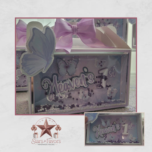 Butterfly Sparkle 3D Shaker Gable Box in Lavender & Silver